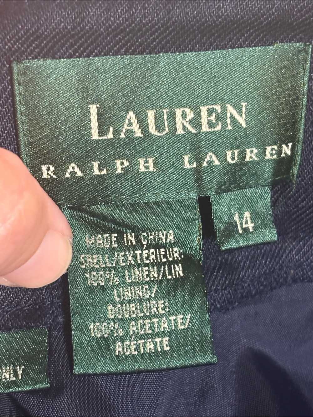 Lauren Ralph Lauren Vintage 100% Linen Wide Leg Dress Pants Navy Size 14 - Picture 5 of 9